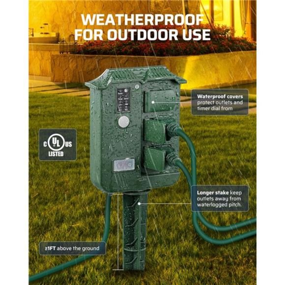 DEWENWILS Outdoor Power Stake Timer Waterproof, Photocell Dusk to Dawn - Picture 4 of 6